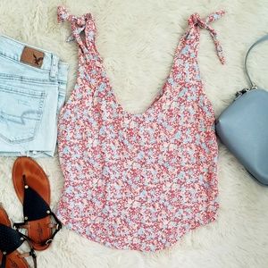 Reformation floral tied shoulder tank top